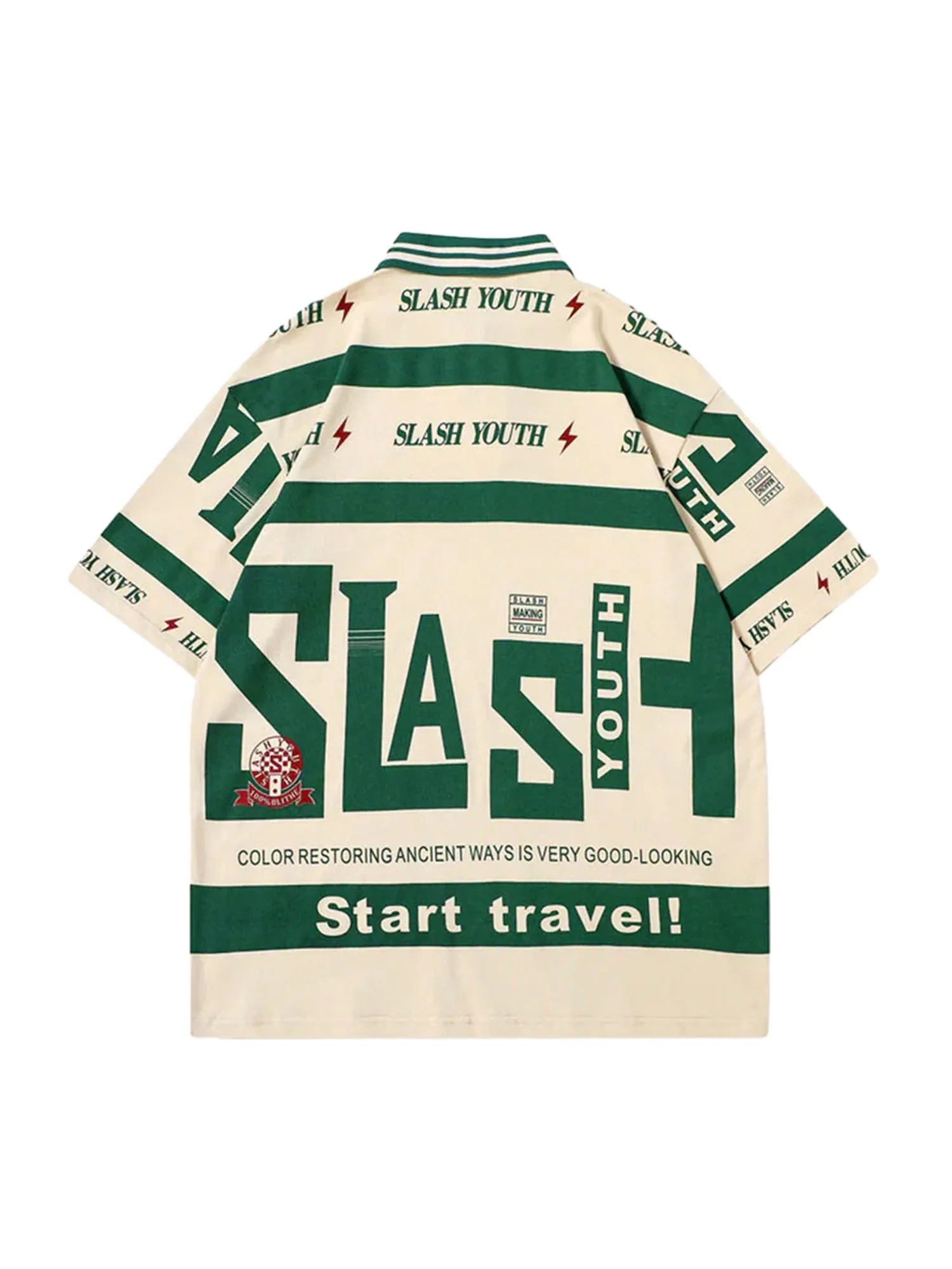 1984 Contrast Color Slash Polo Shirt -1208