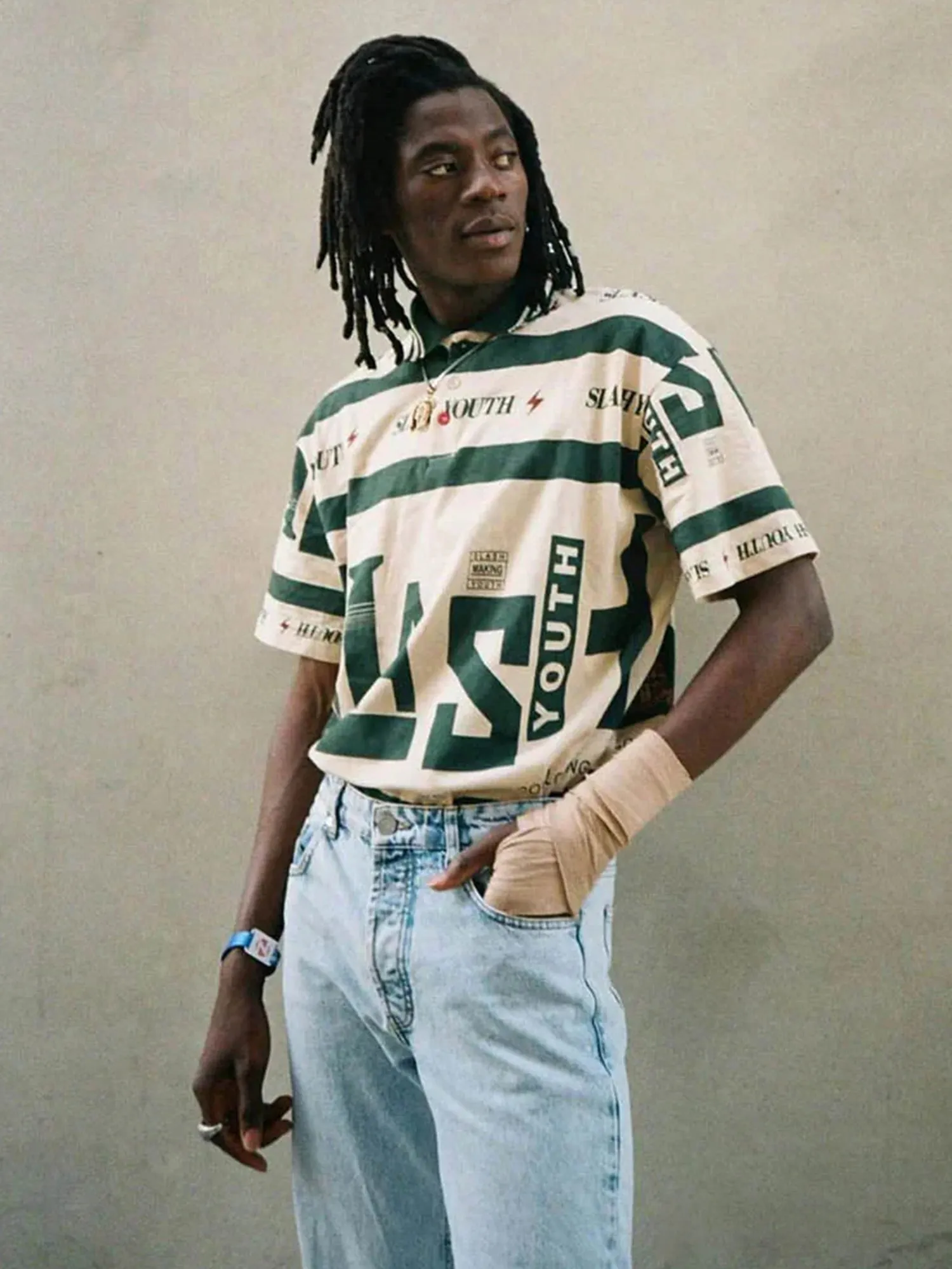 1984 Contrast Color Slash Polo Shirt -1208