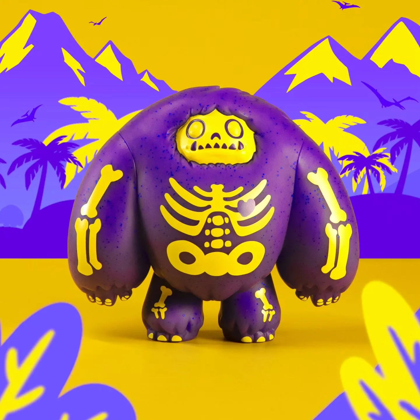 Abominable Toys Chomp - Electric Purple Skeleton Glow Edition /450 made - Plastic Empire Exclusive [Box Condition: 7/10]