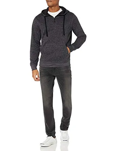 Amazon Brand - Goodthreads Men's Sweater-Knit Fleece Long-Sleeve Half-Zip Hoodie, Charcoal, Medium