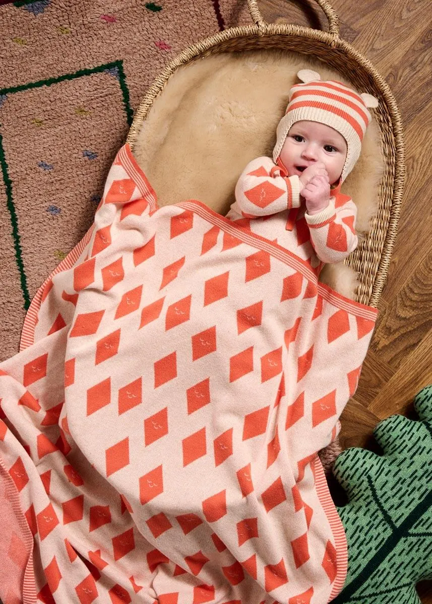 Aurora - Saffron Diamond Knit Baby Blanket