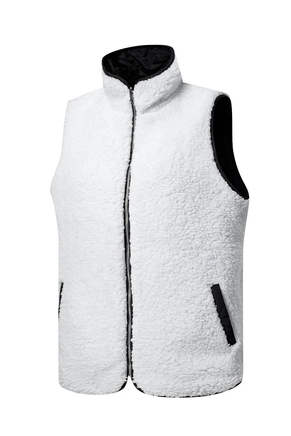 Black Fleece Lined Quilted Zip up Gilet