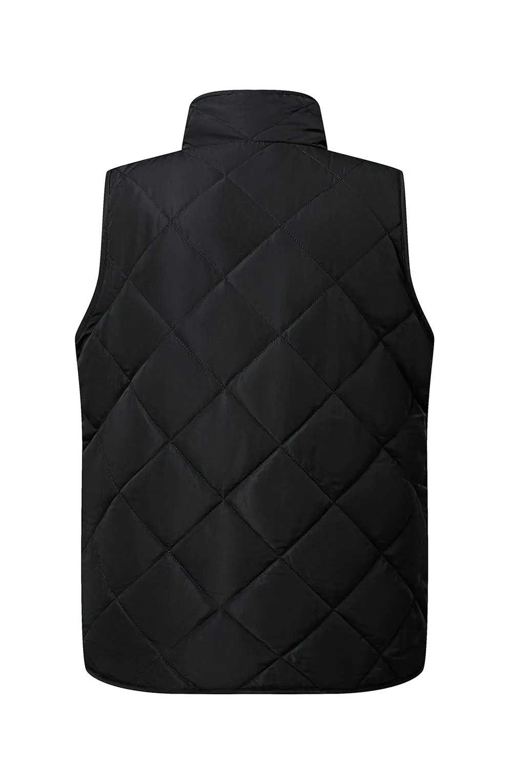Black Fleece Lined Quilted Zip up Gilet
