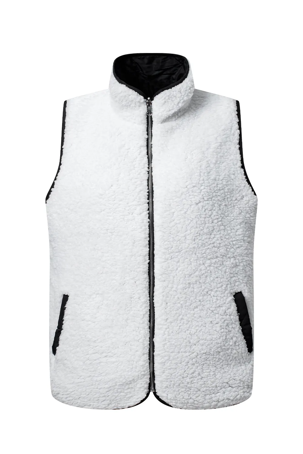 Black Fleece Lined Quilted Zip up Gilet