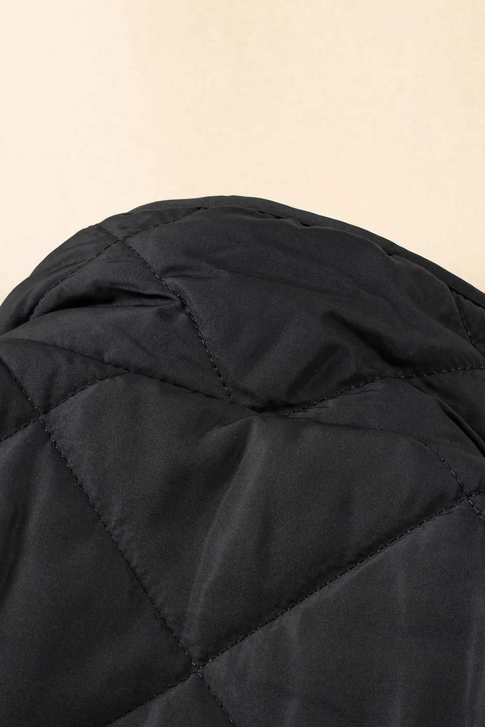 Black Fleece Lined Quilted Zip up Gilet