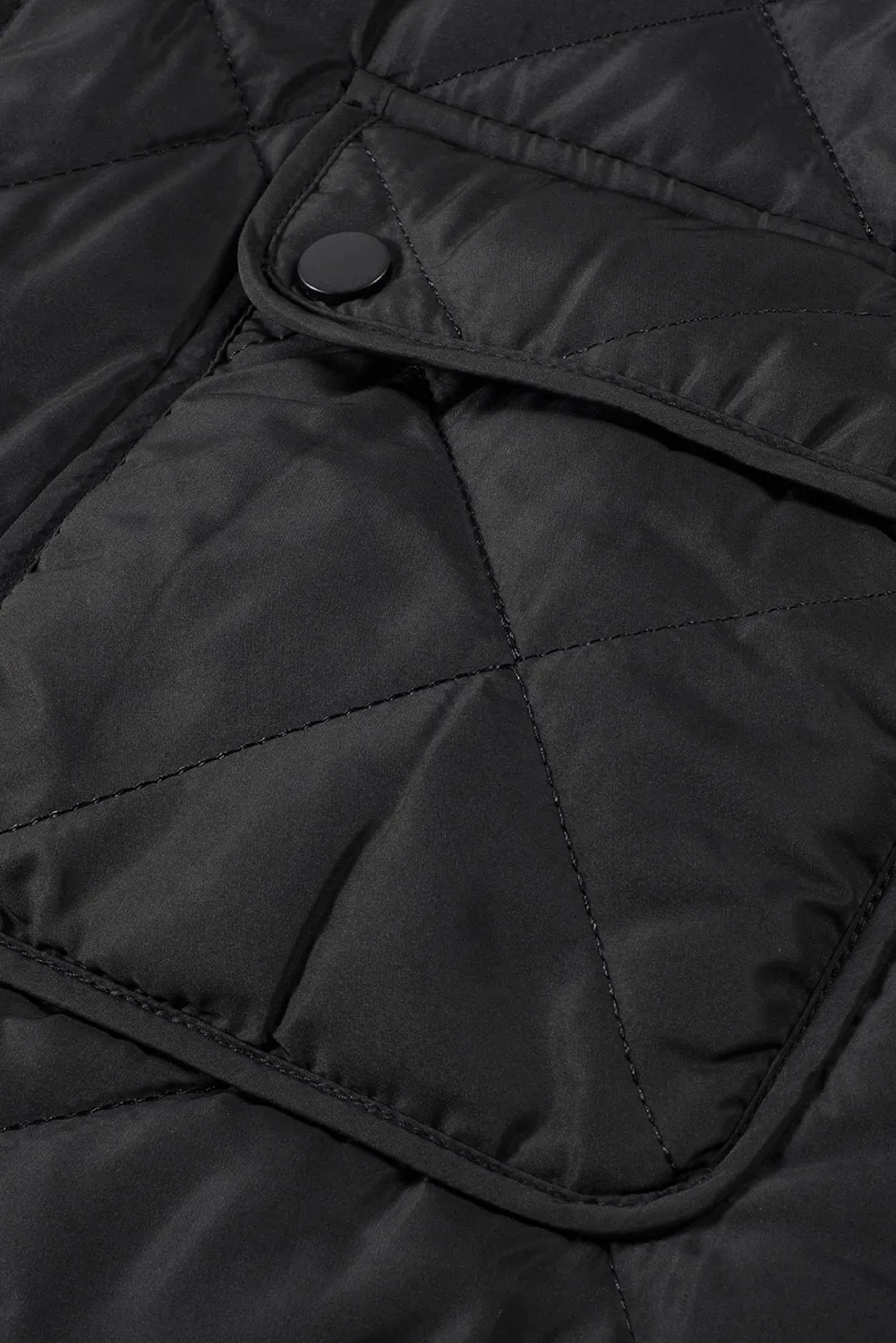 Black Fleece Lined Quilted Zip up Gilet