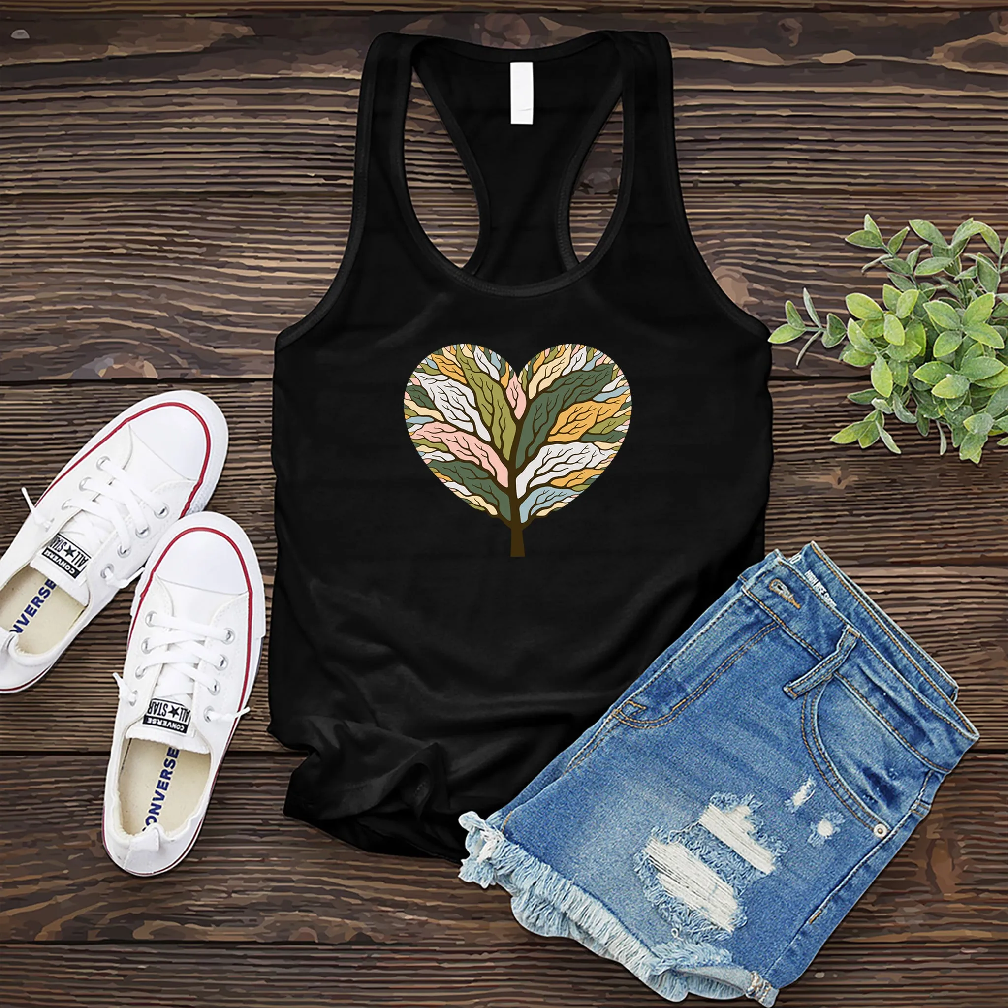 Colorful Tree of Life Heart Women's Tank Top