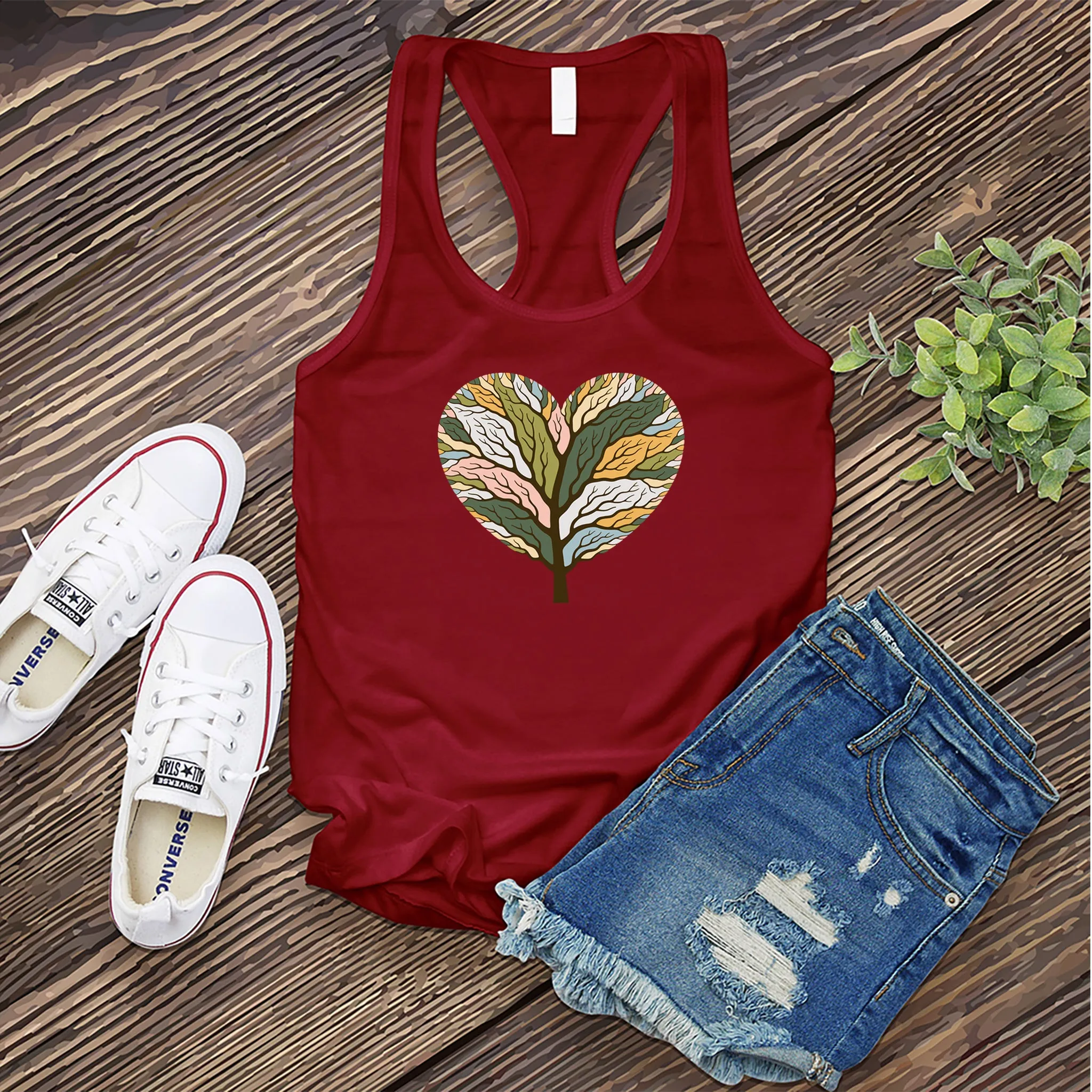 Colorful Tree of Life Heart Women's Tank Top