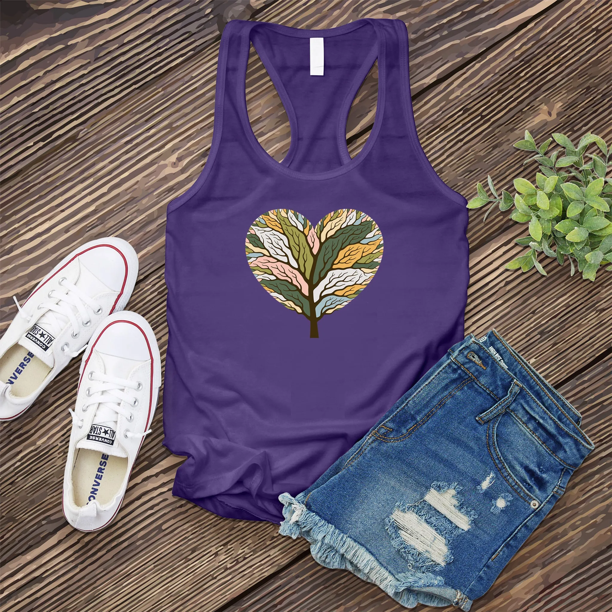 Colorful Tree of Life Heart Women's Tank Top