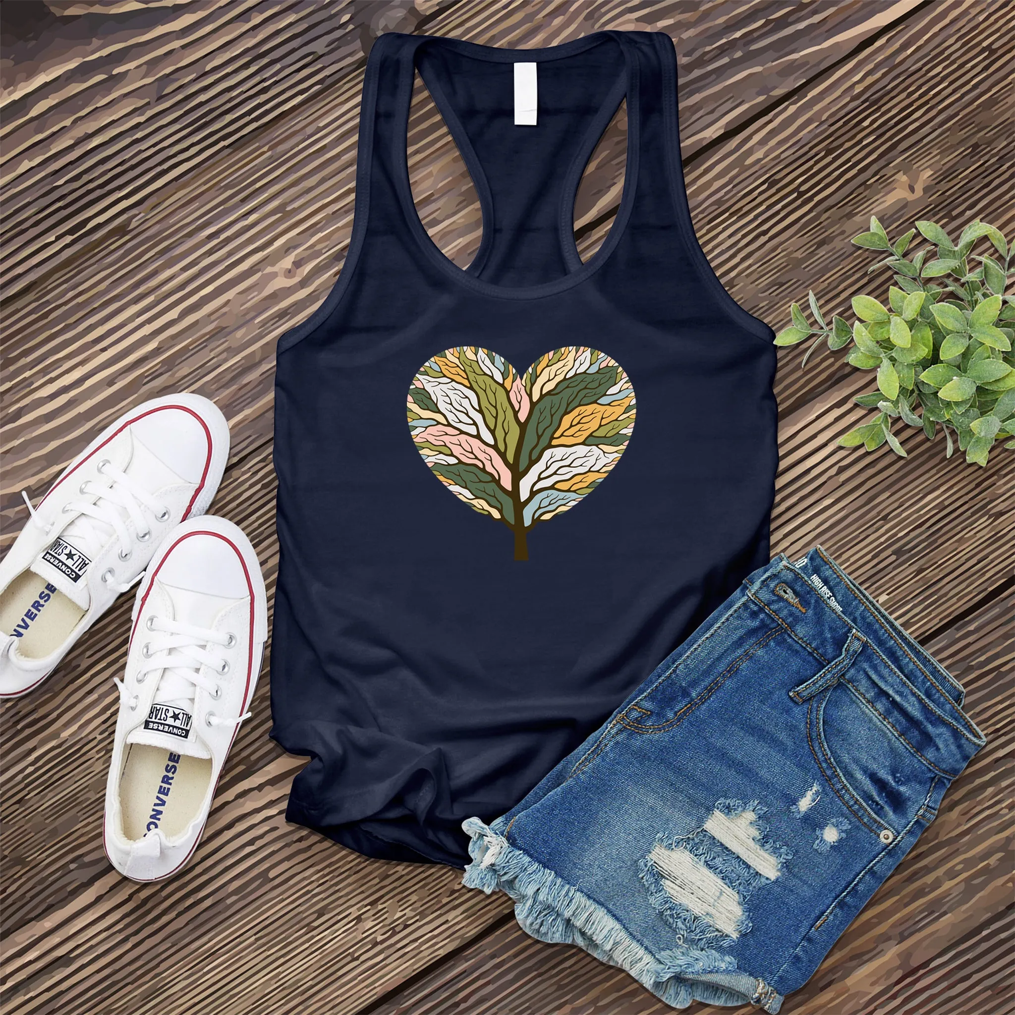 Colorful Tree of Life Heart Women's Tank Top