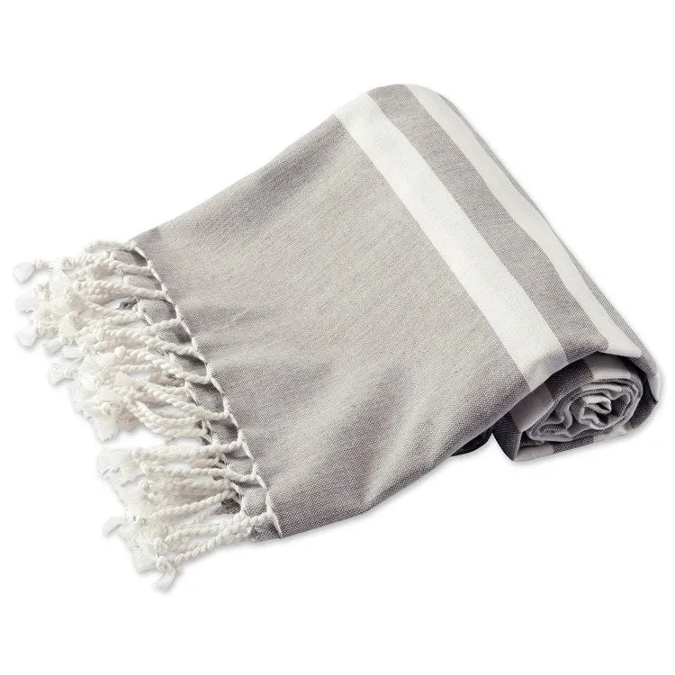 DII Gray 1" Stripe Fouta Towel