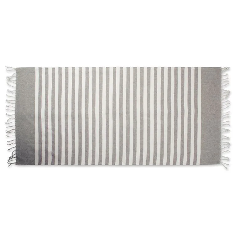 DII Gray 1" Stripe Fouta Towel