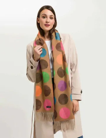 Divided Dots Oversized Cashmink Scarf-Camel