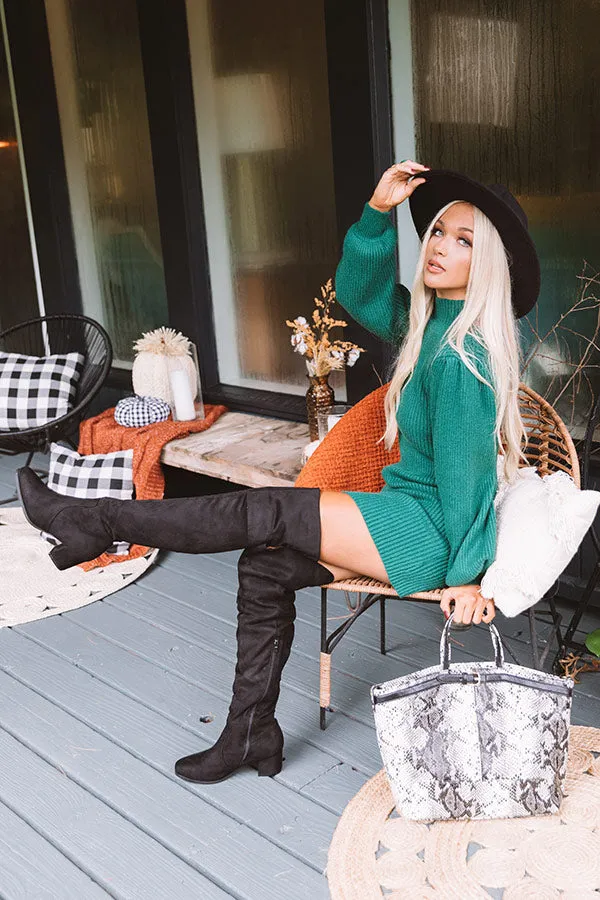 Fall In NYC Sweater Dress in Hunter Green