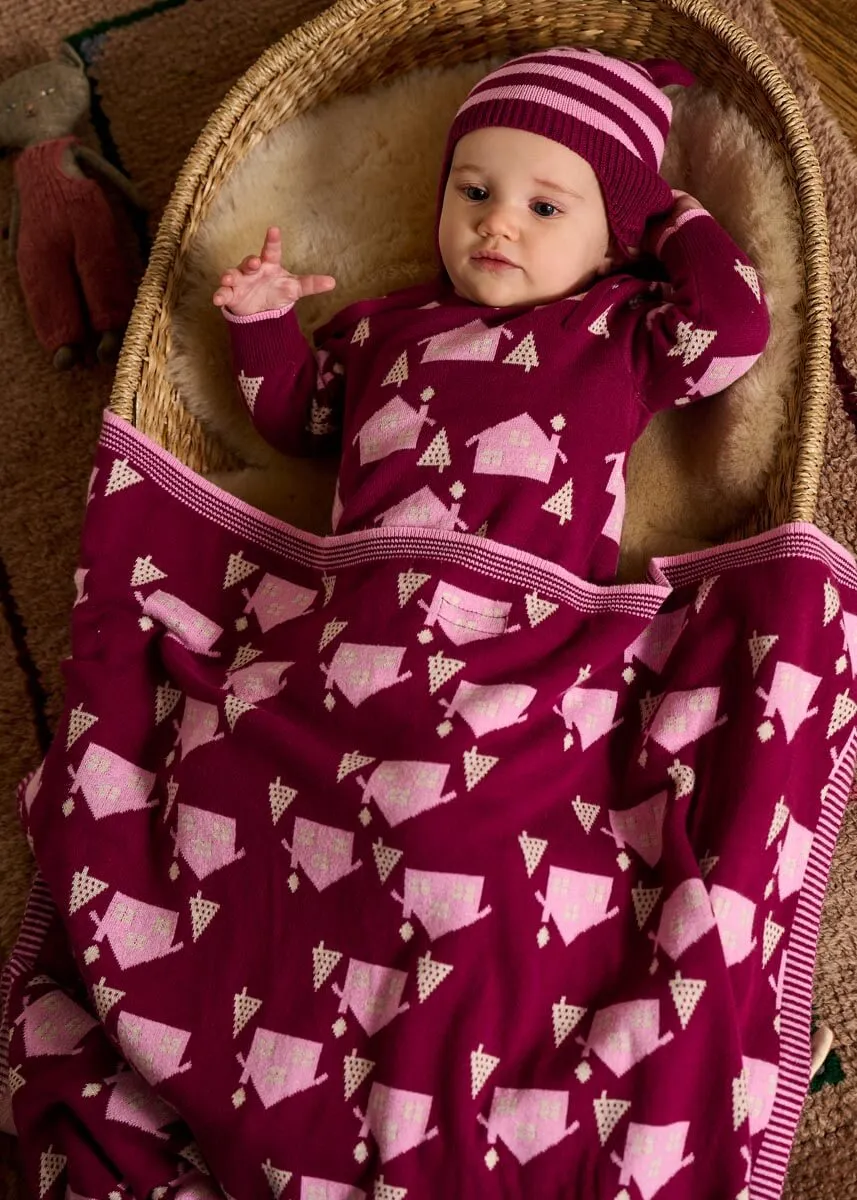 Fawn - Pomegranite Cabin Knit Baby Blanket