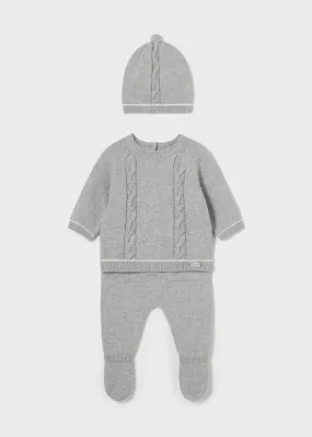 Mayoral 3-Piece Leg Warmer & Hat Set in Heather Grey