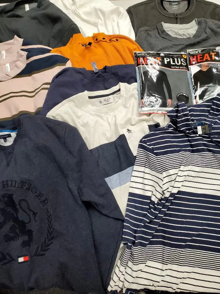 Men's Clothing TOPS Wholesale Lot, POLO RALPH LAUREN, TOMMY HILFIGER, ORIGINAL PENGUIN, 32 DEGREES, ALFANI AMERICAN APPAREL and more, 13 Items, Shelf Pulls, MSRP $606
