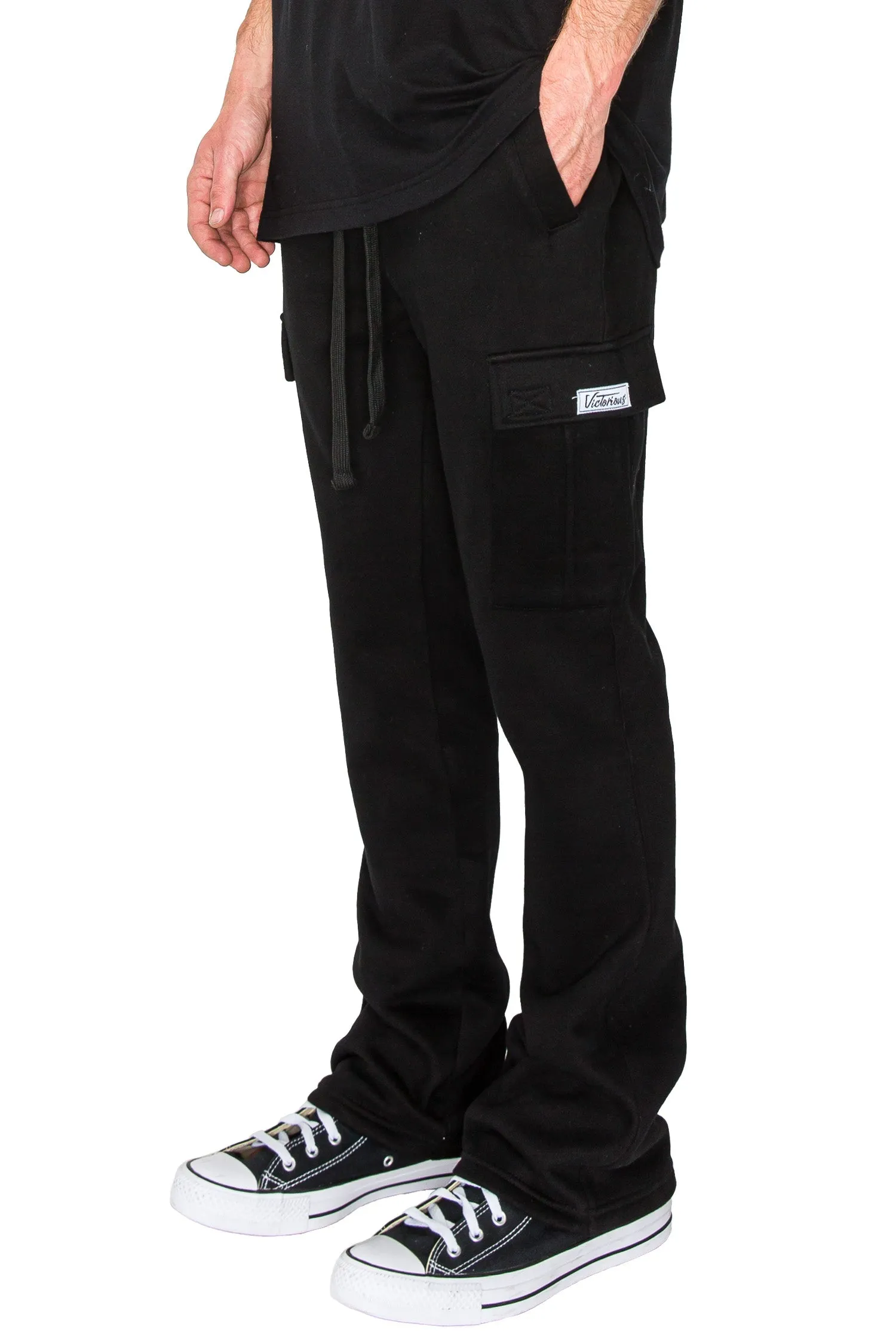 Men's Essential Flared Cargo Fleece Sweat Pants