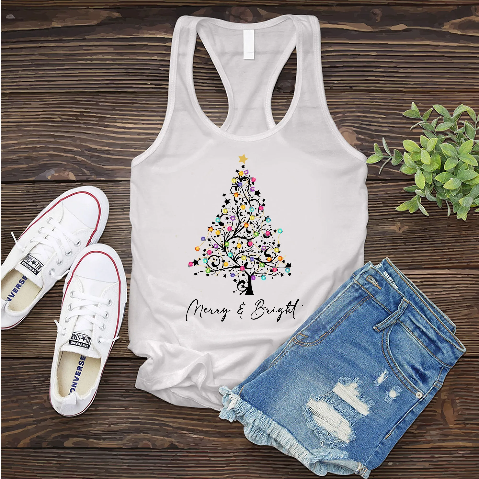 Merry And Bright Christmas Tree Women's Tank Top