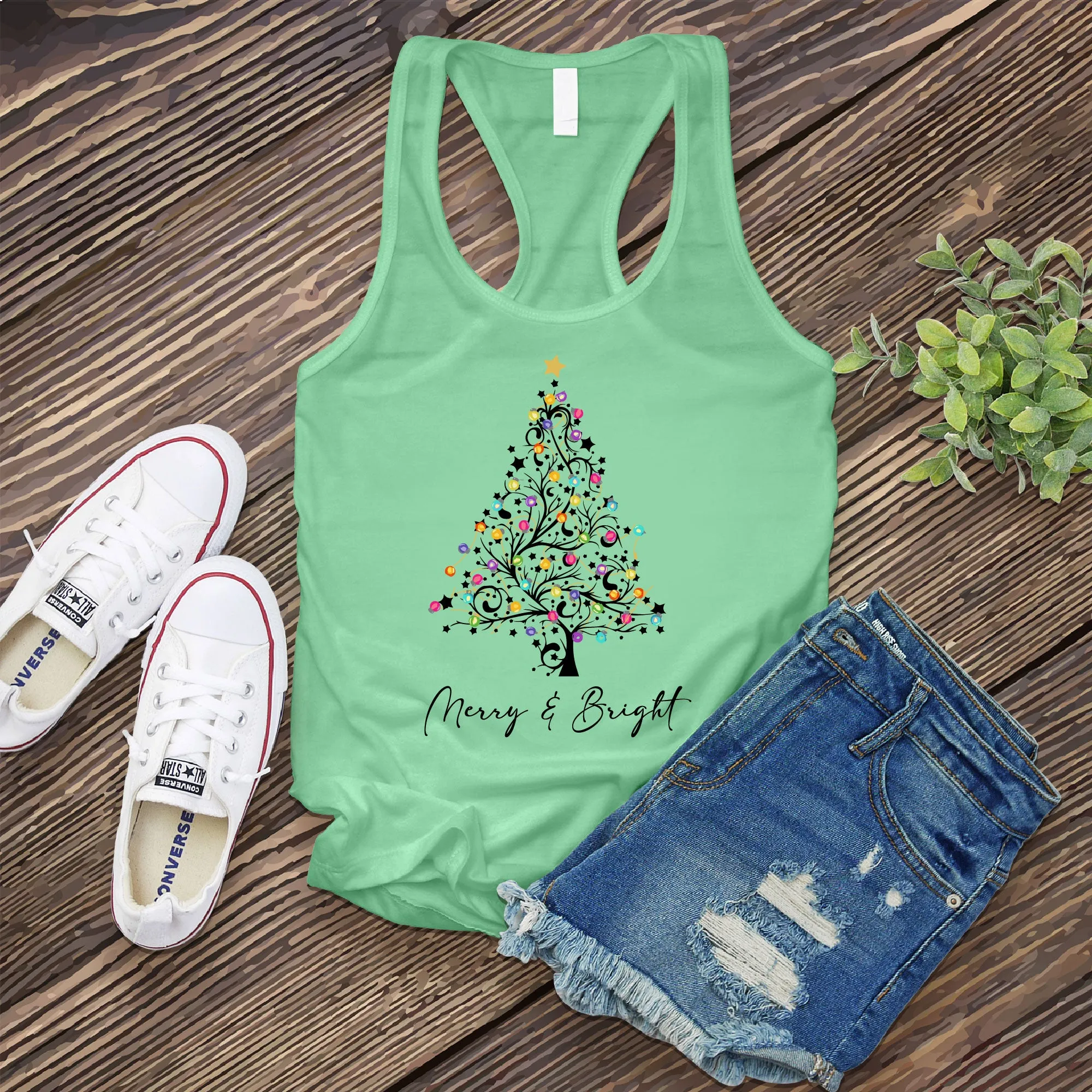 Merry And Bright Christmas Tree Women's Tank Top