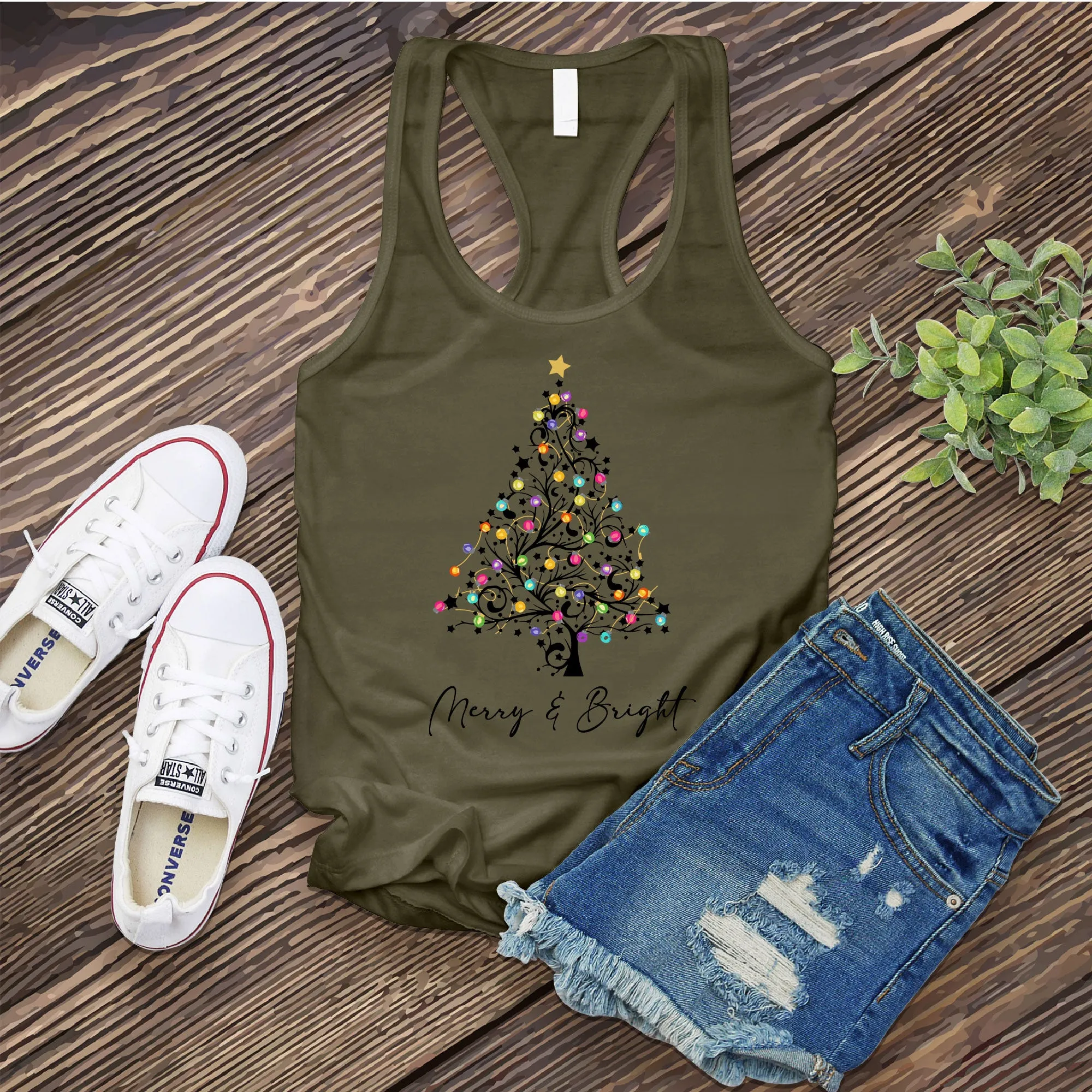 Merry And Bright Christmas Tree Women's Tank Top