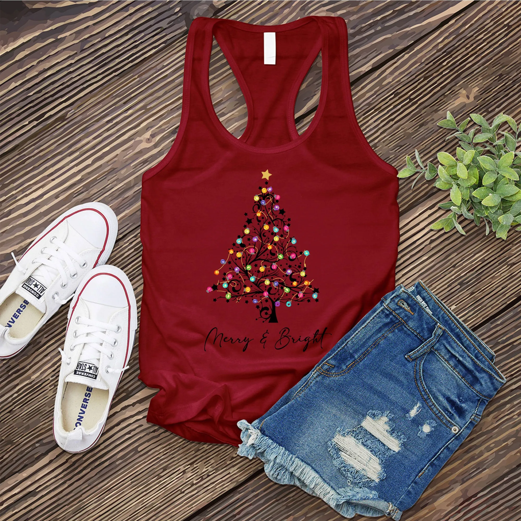 Merry And Bright Christmas Tree Women's Tank Top
