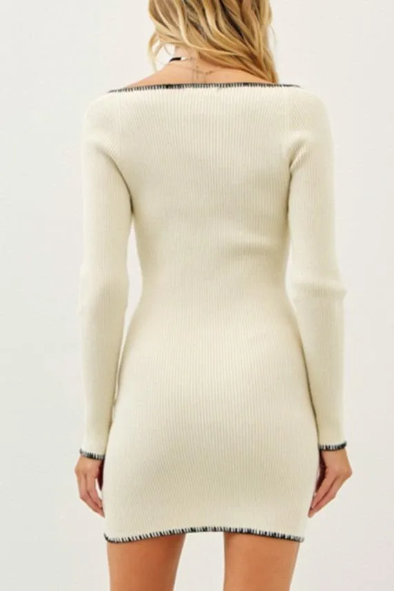 Miller Contrast Stitch Sweater Dress