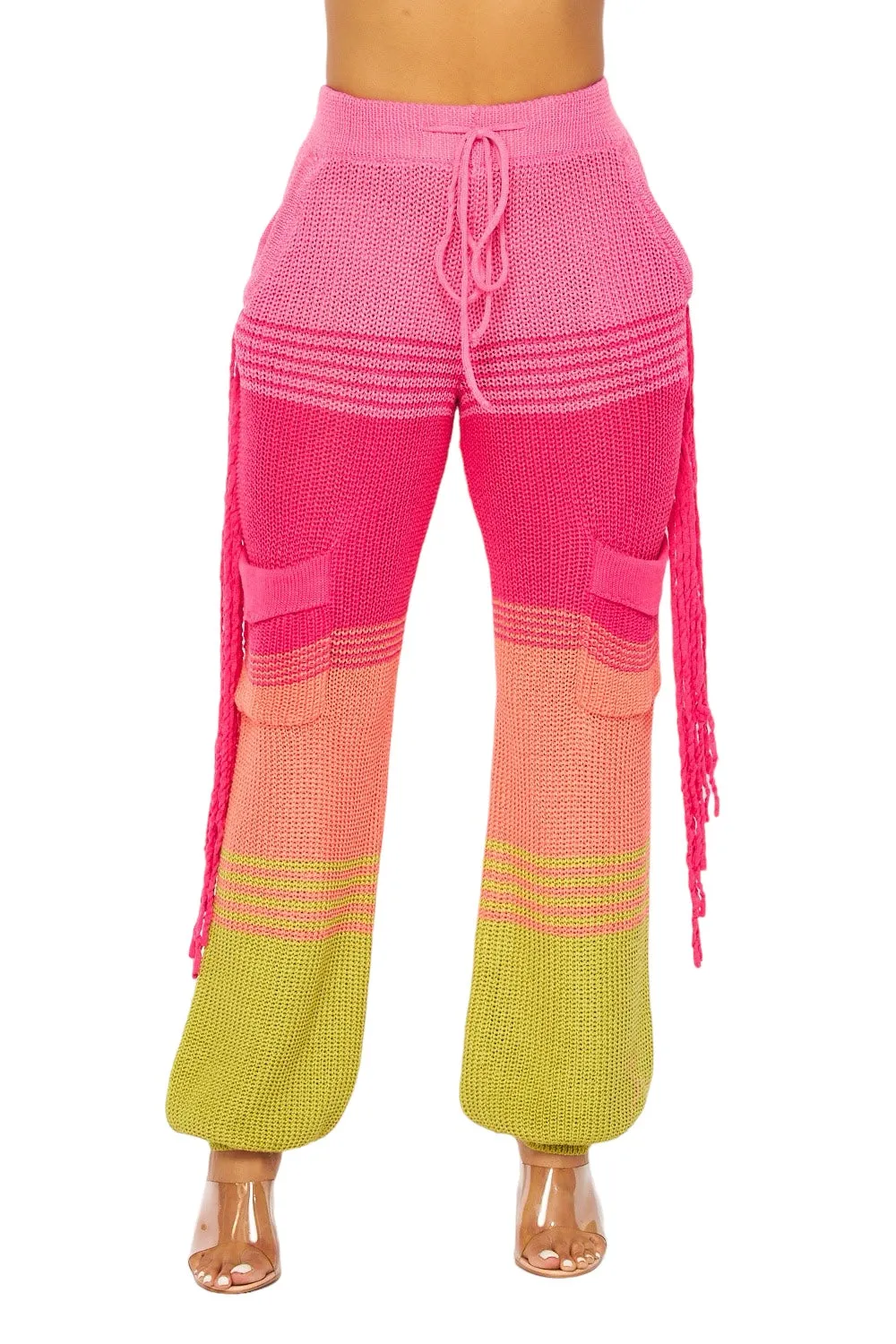 Multi-Color Stripes Knit Joggers