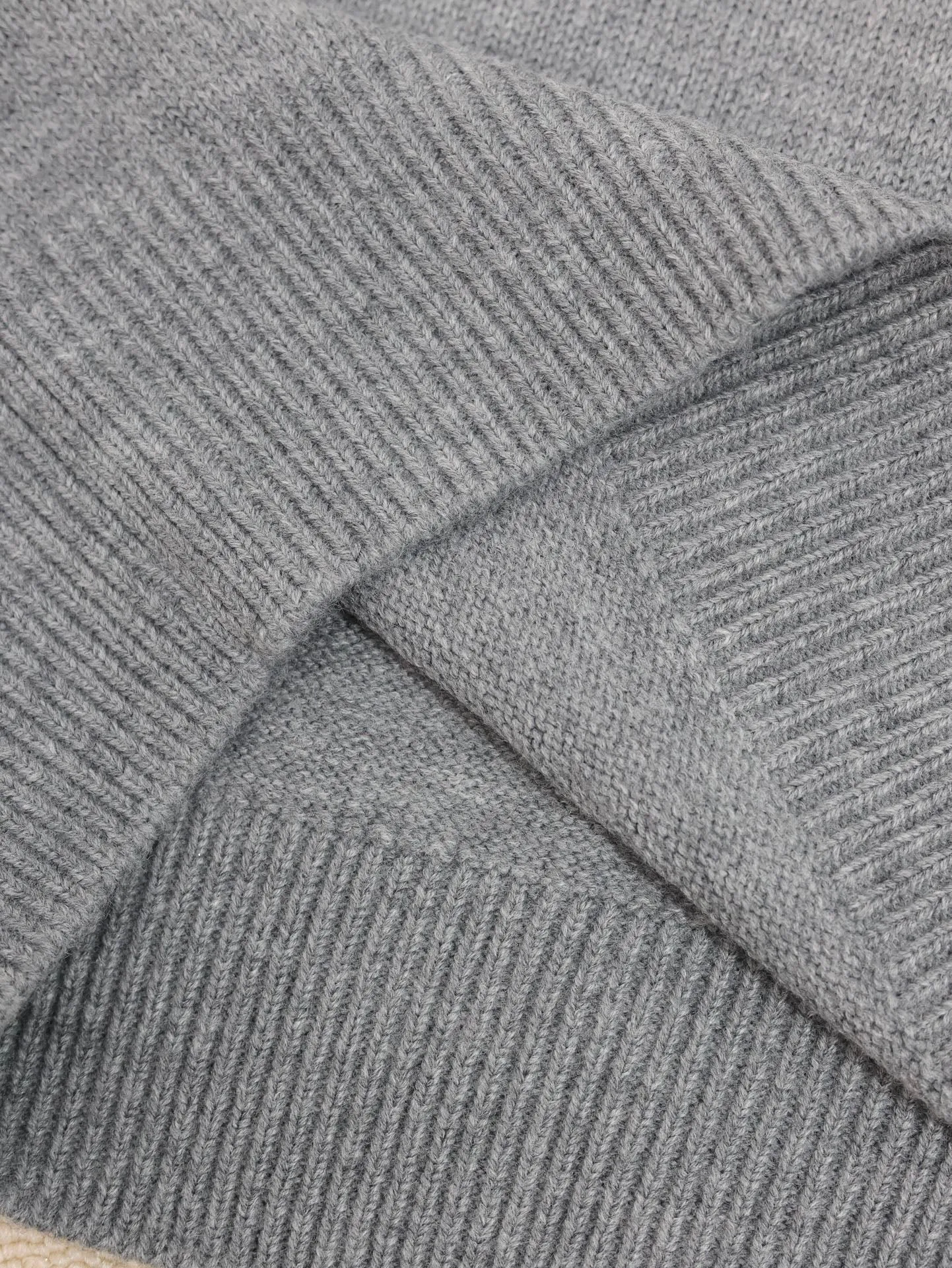 New smoke gray signature logo intarsia sweater