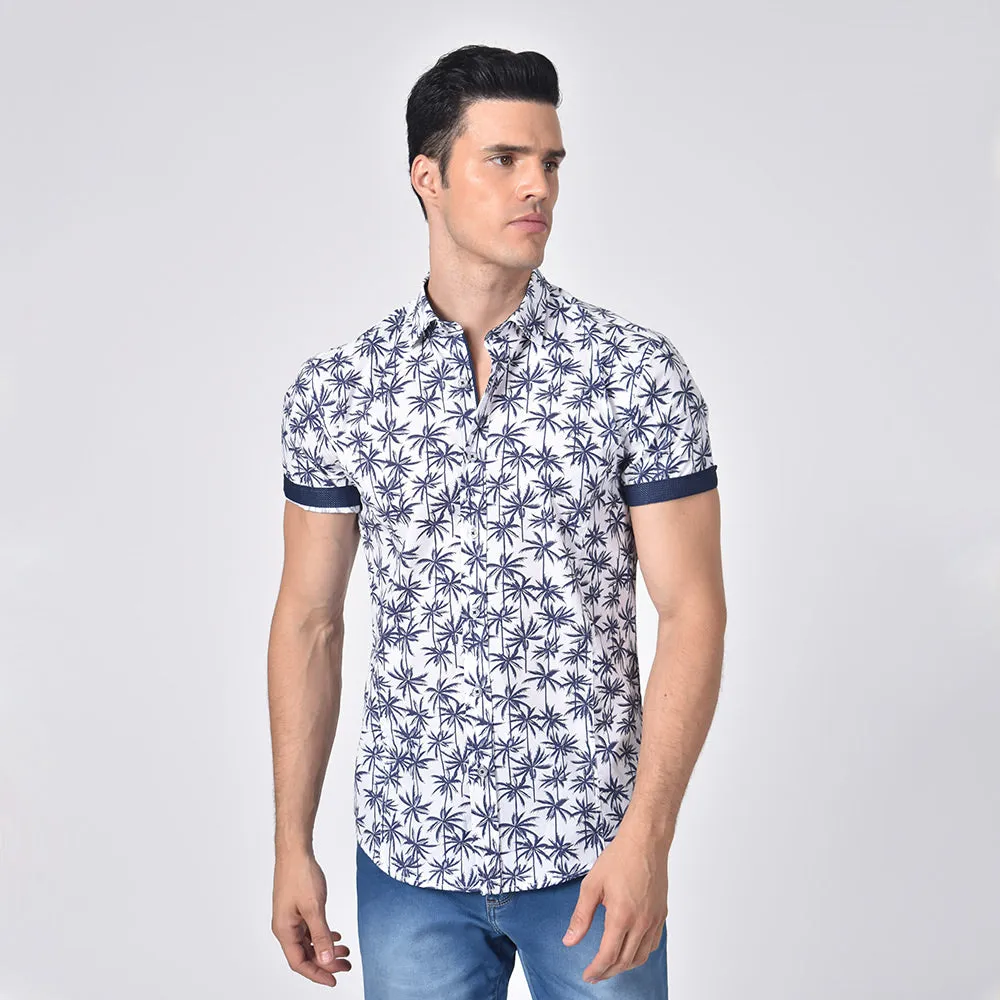 Palm Print Short Sleeve Shirt