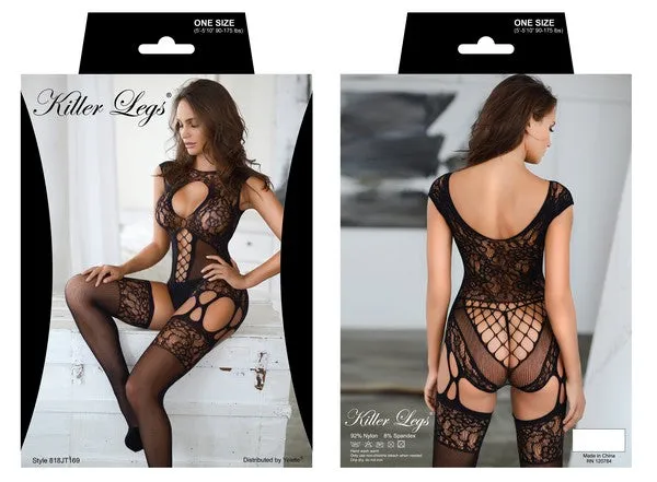 Plus Size Tease to Please Diamond Cutouts Intimate Fishnet Bodysuit