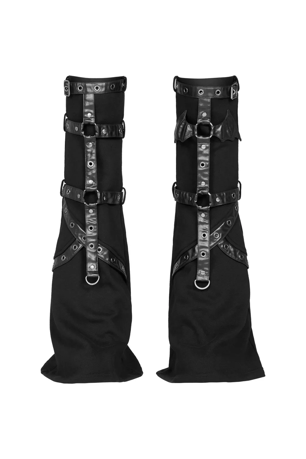 Punk-Styled Flared Leg Sleeves with Flame Print and Bat Detail