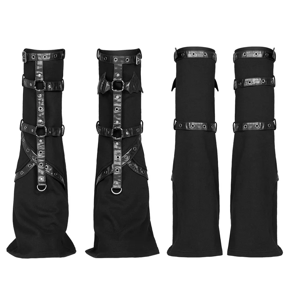 Punk-Styled Flared Leg Sleeves with Flame Print and Bat Detail