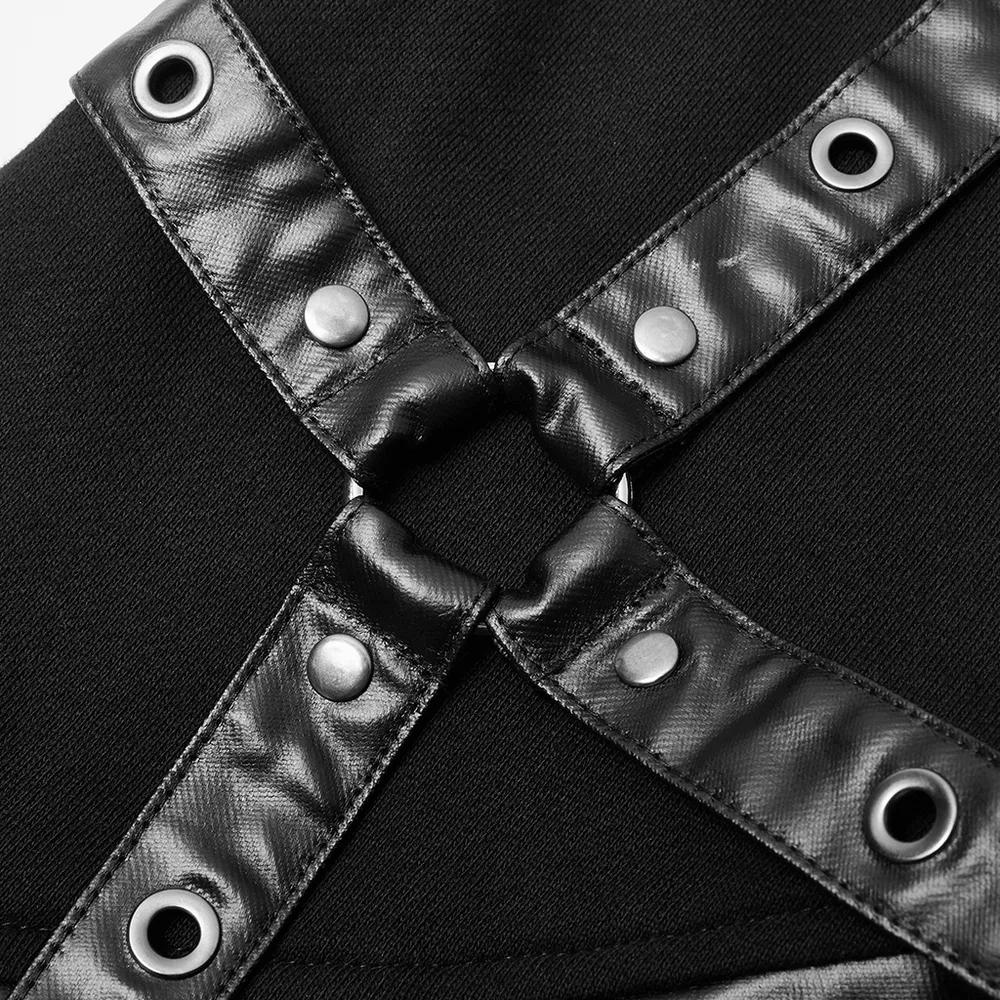 Punk-Styled Flared Leg Sleeves with Flame Print and Bat Detail