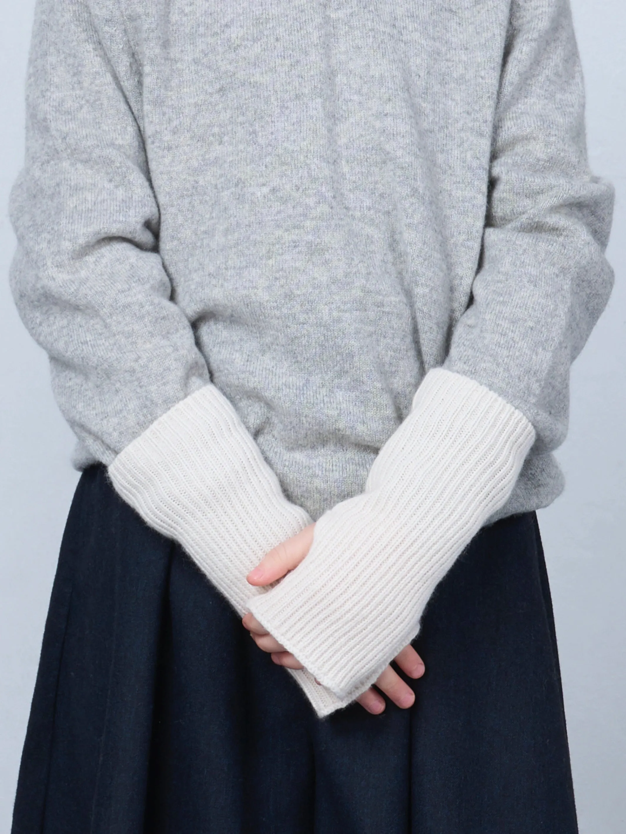 RIBBED HAND WARMERS IVORY