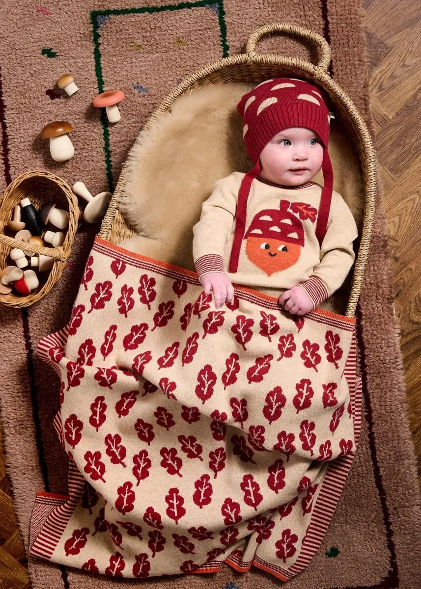 Robin - Biscuit Acorn Knit Baby Blanket