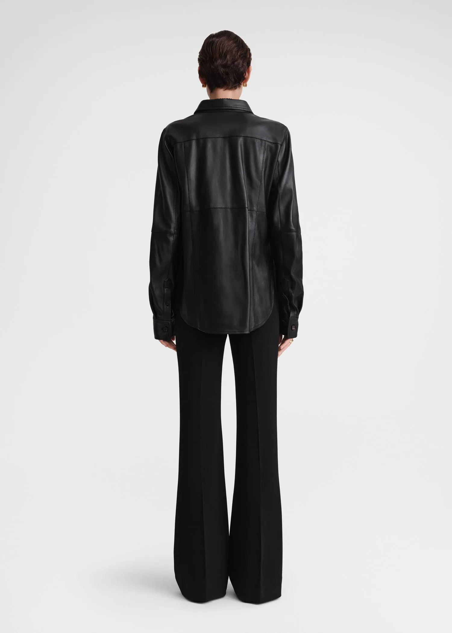 Slim leather shirt black