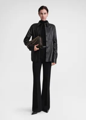 Slim leather shirt black