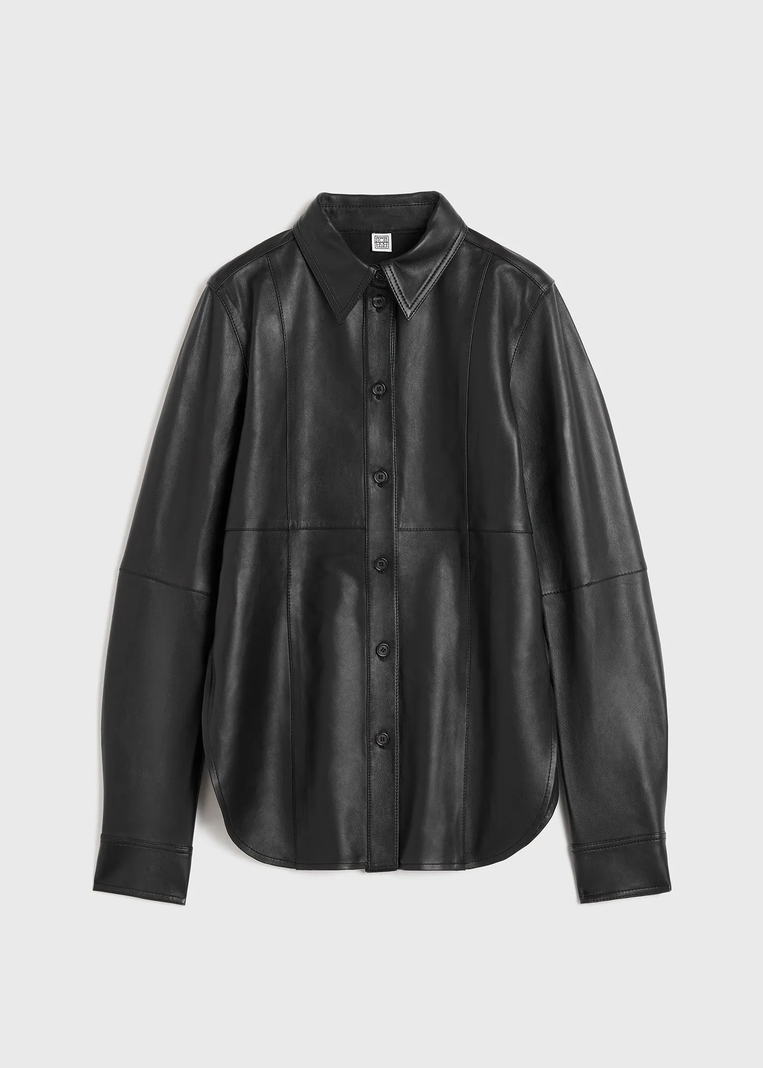 Slim leather shirt black
