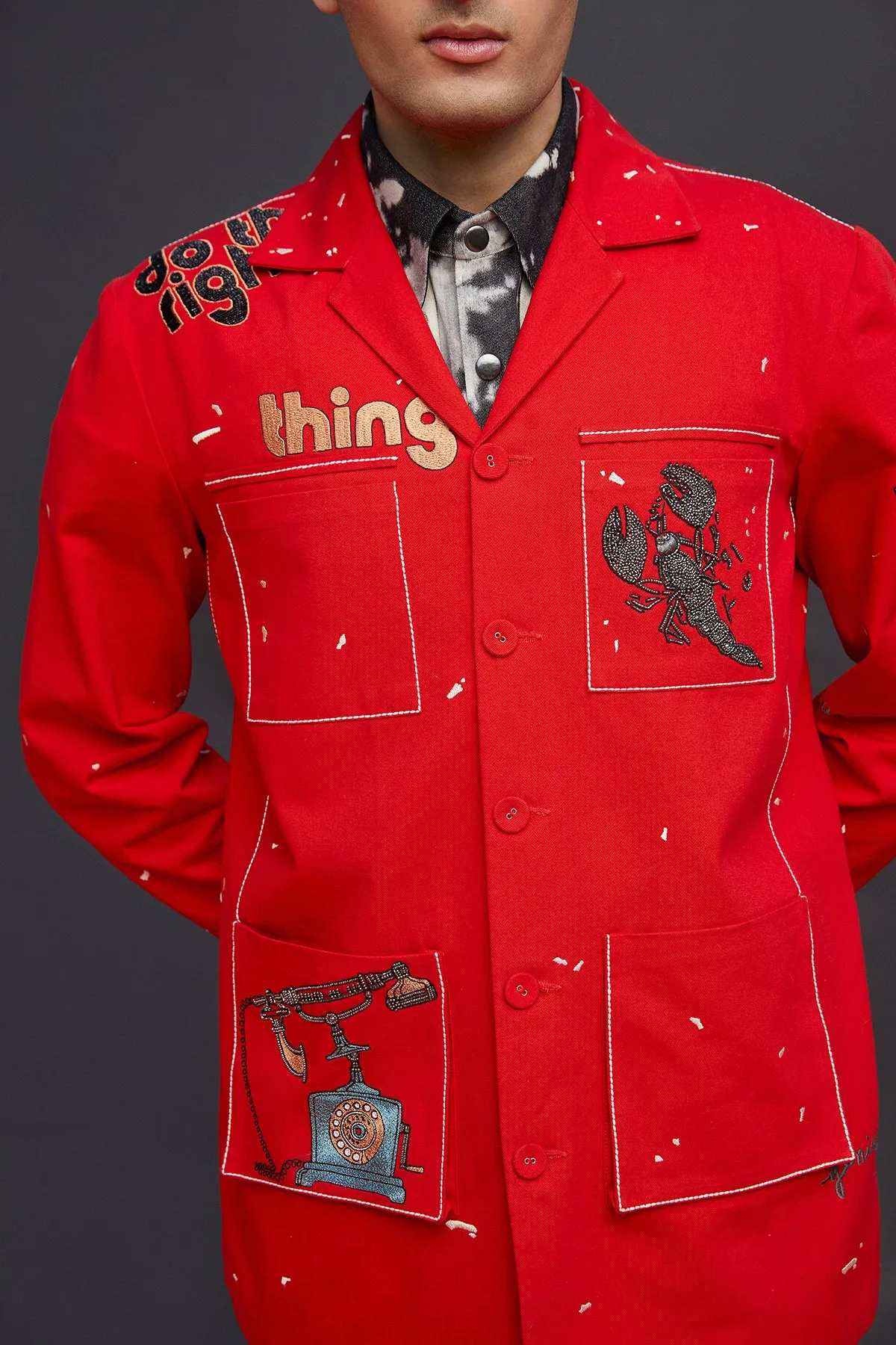 Telephone And Crab Shacket With Baggy Pants