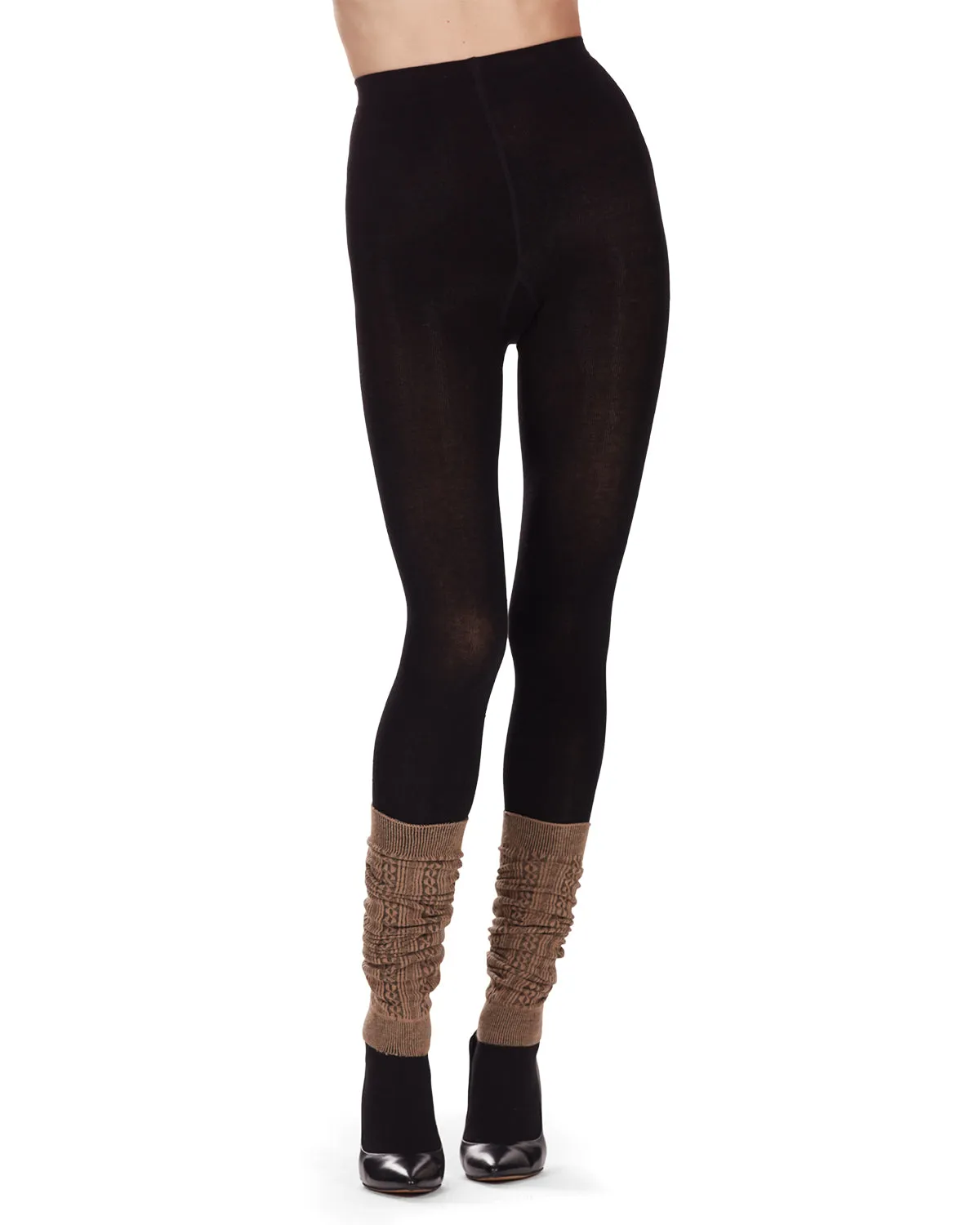 Textured Cable Legwarmer/ Flatknit Sweater Tights