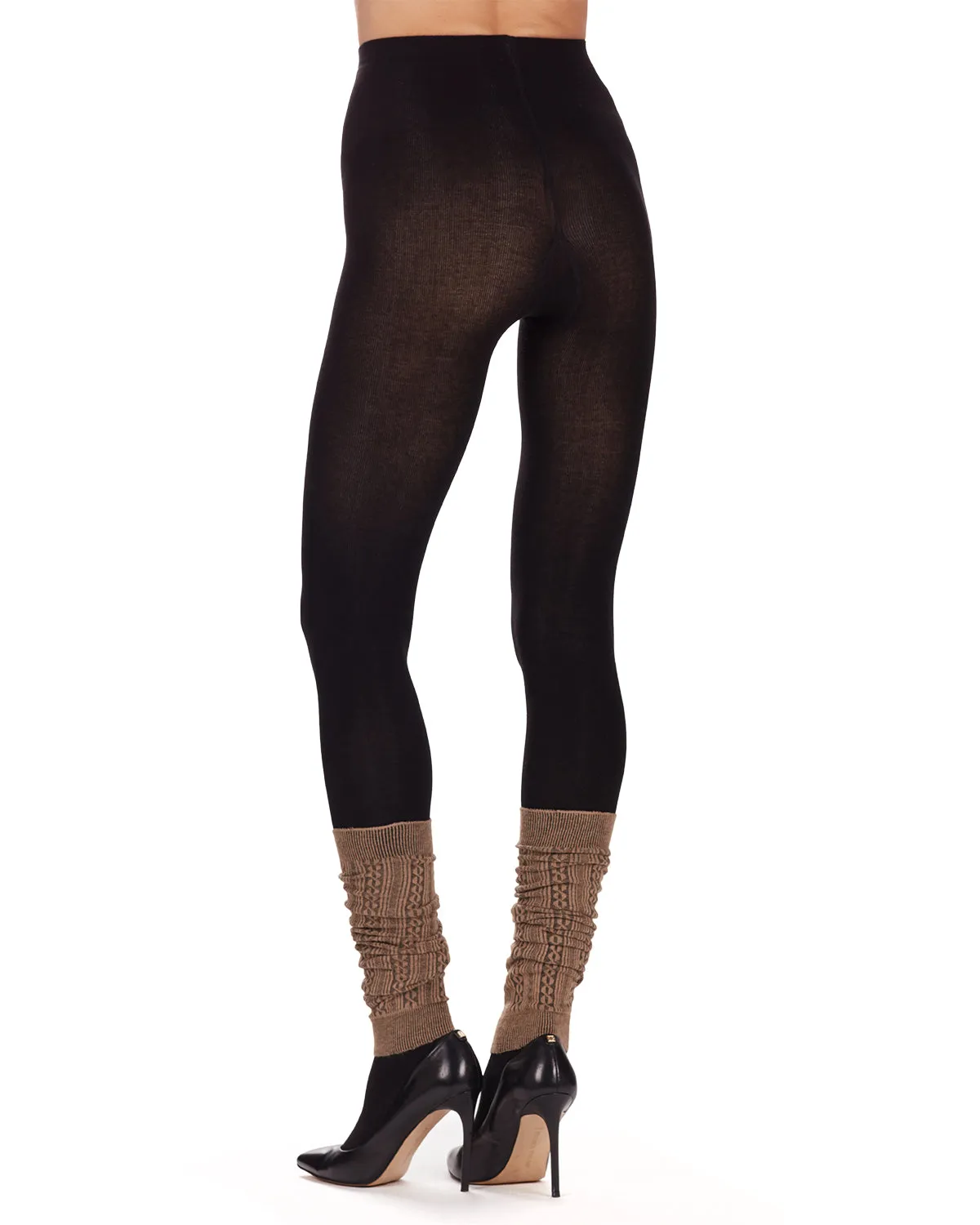 Textured Cable Legwarmer/ Flatknit Sweater Tights