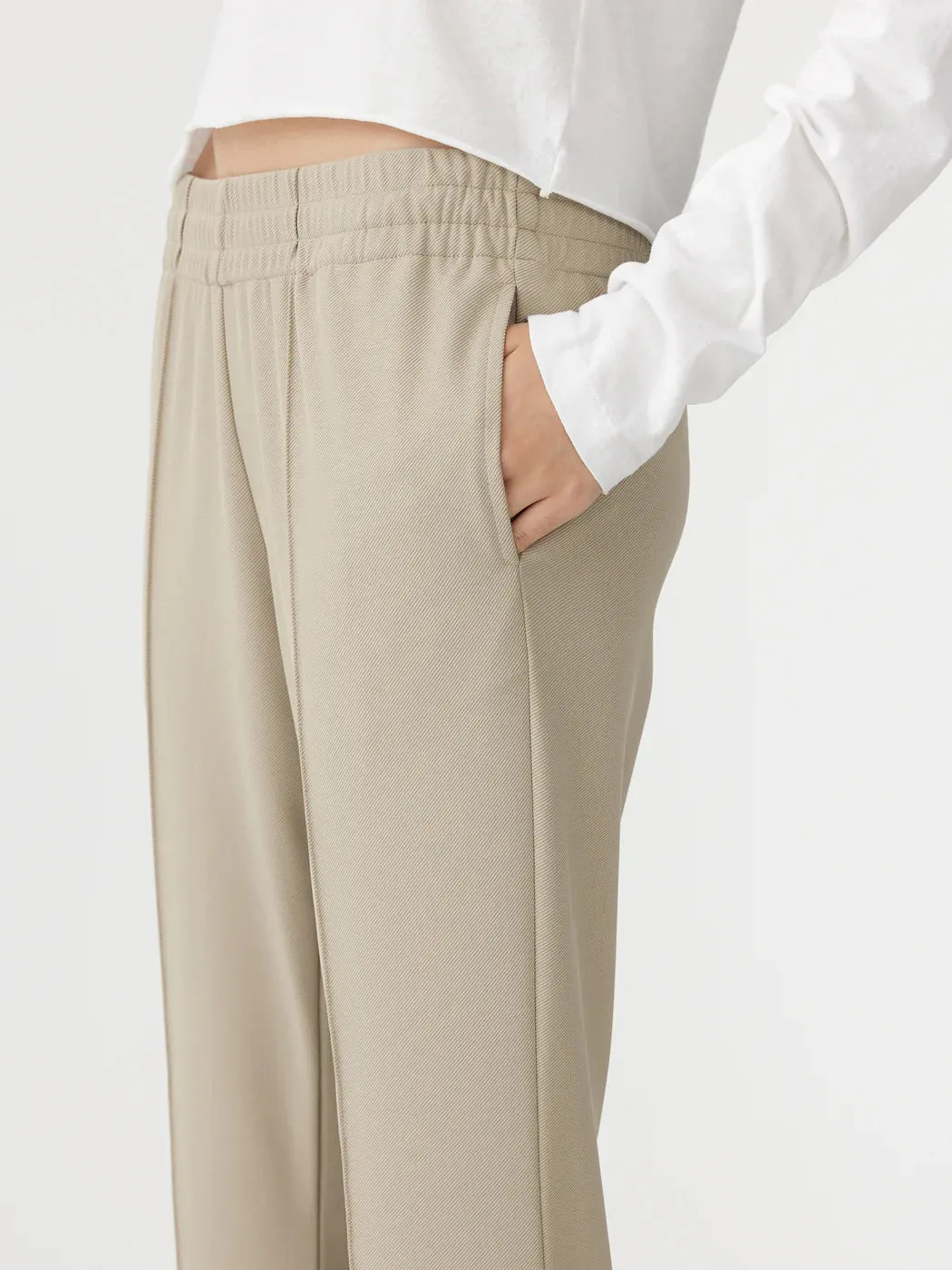 TWILL FLARED PANT - LIGHT TAN