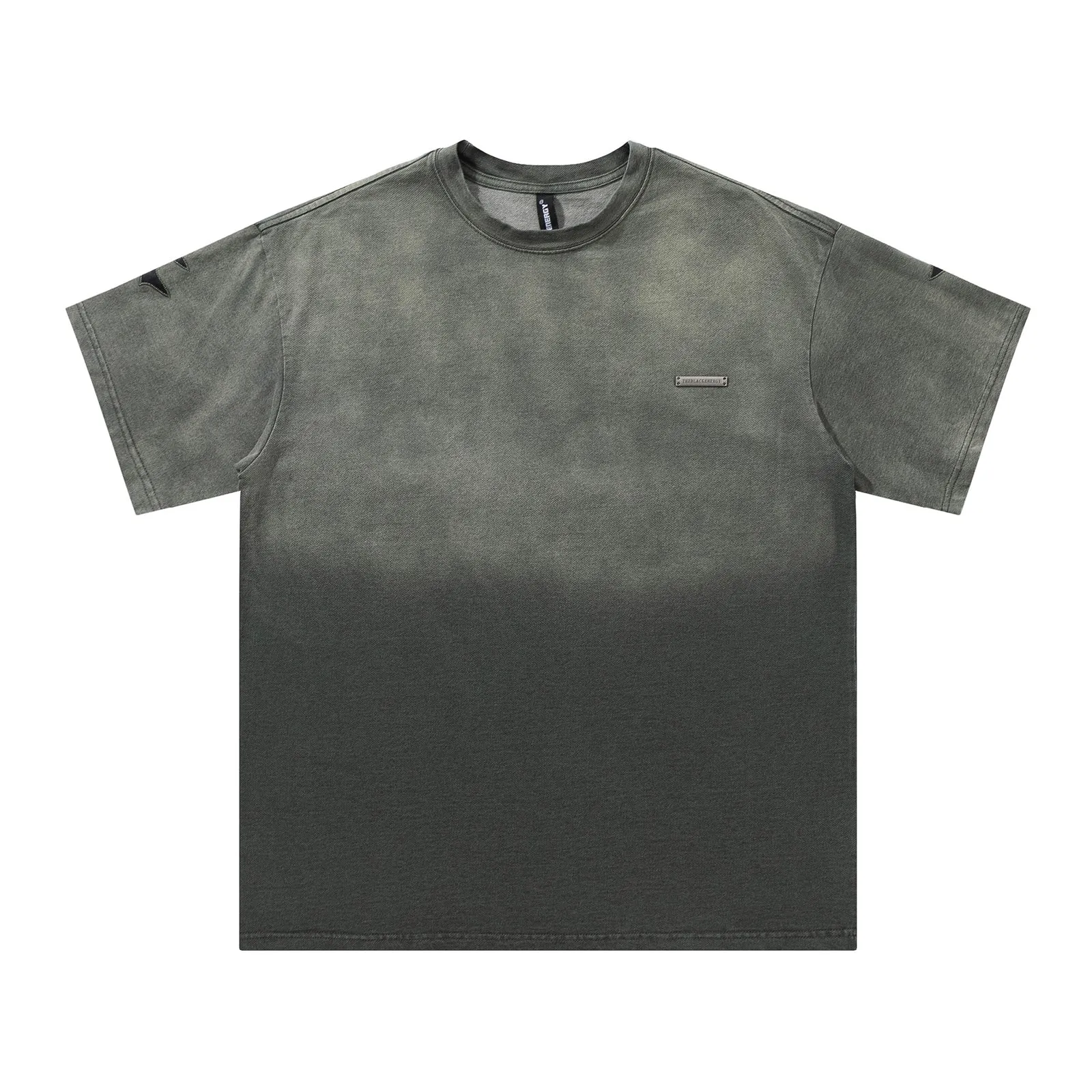 Vintage Distressed Heavy T-shirt Couple Gradient Letter Embroidery T-shirt