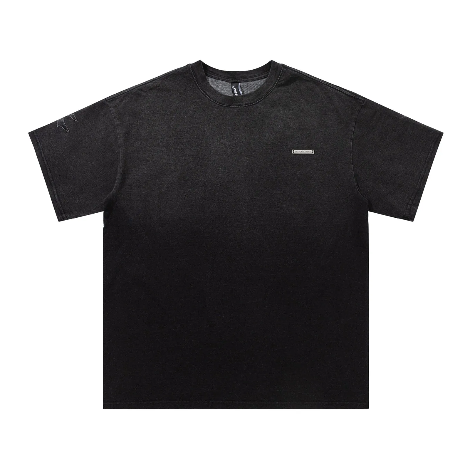 Vintage Distressed Heavy T-shirt Couple Gradient Letter Embroidery T-shirt