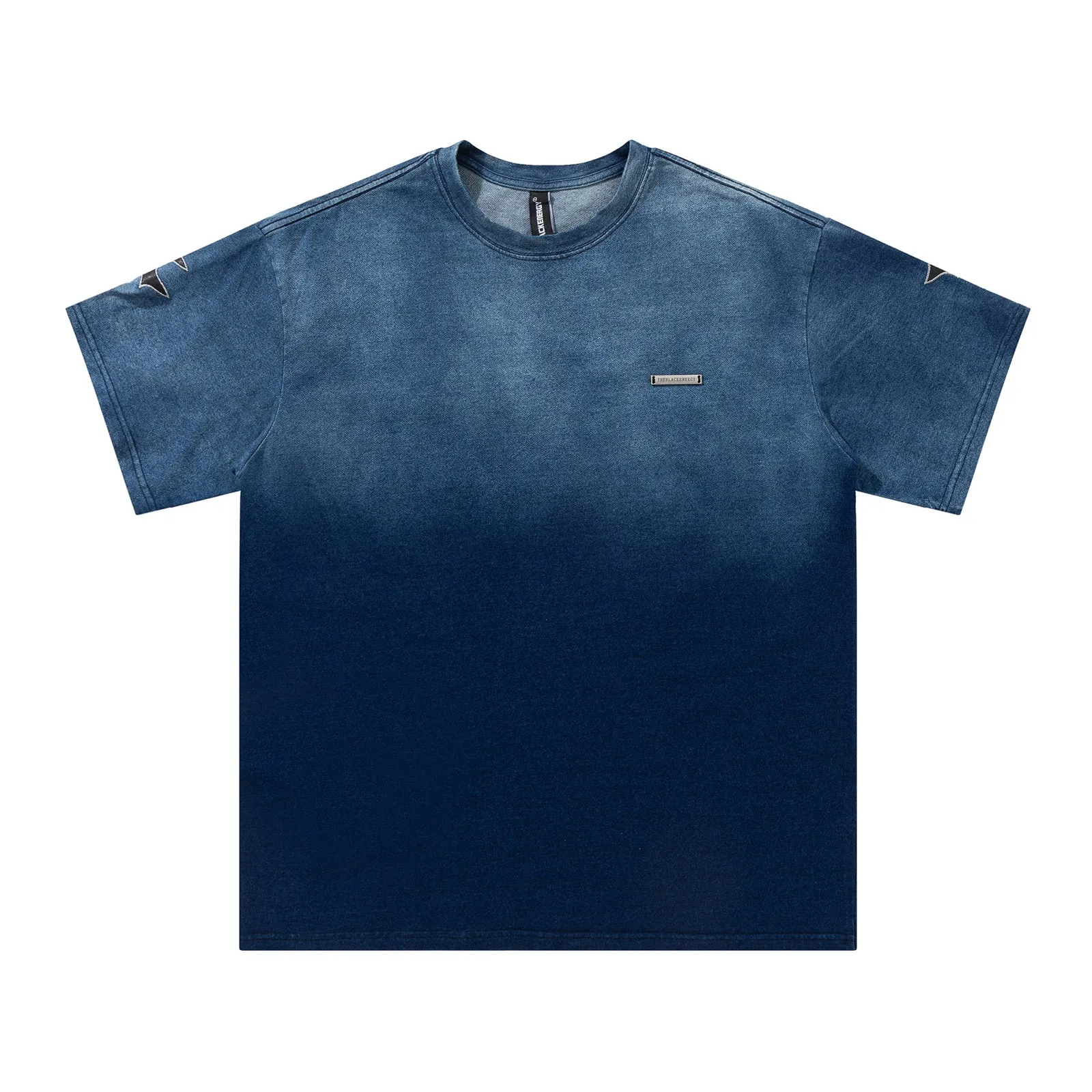 Vintage Distressed Heavy T-shirt Couple Gradient Letter Embroidery T-shirt