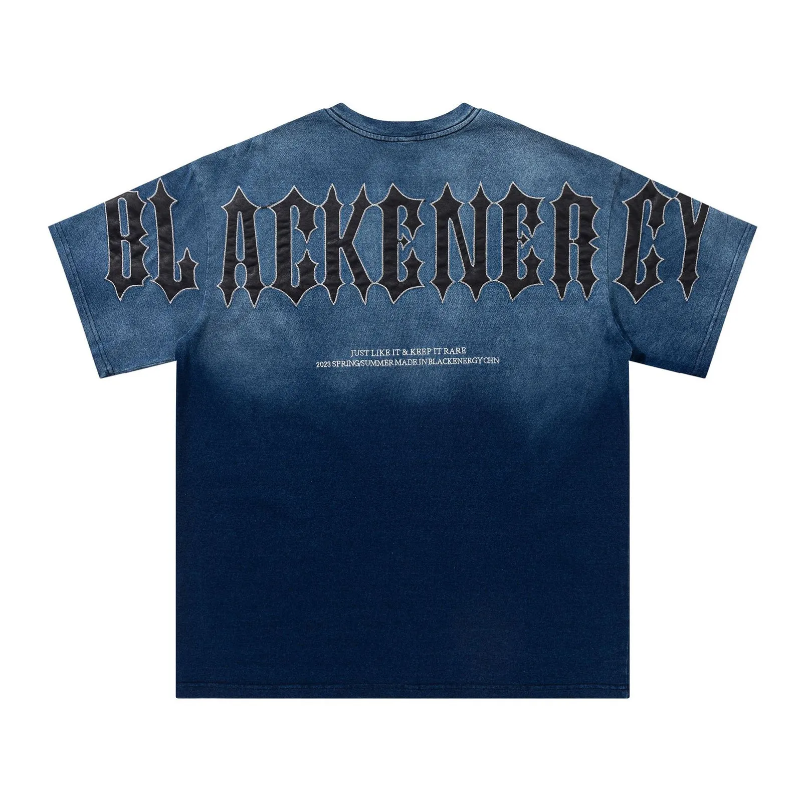 Vintage Distressed Heavy T-shirt Couple Gradient Letter Embroidery T-shirt
