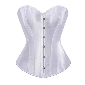 Women's Bustier Corset Top Sexy Lingerie Sets Black Satin Waist Cincher X-Large White