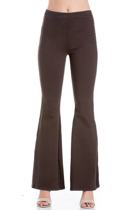 Zipper Back Denim Flare Pants
