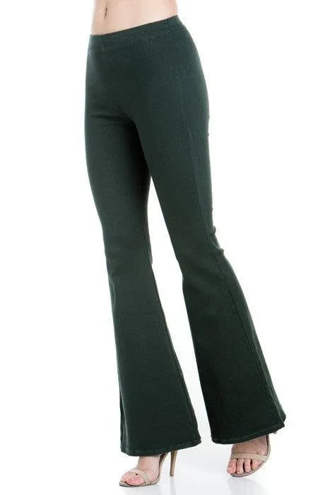 Zipper Back Denim Flare Pants